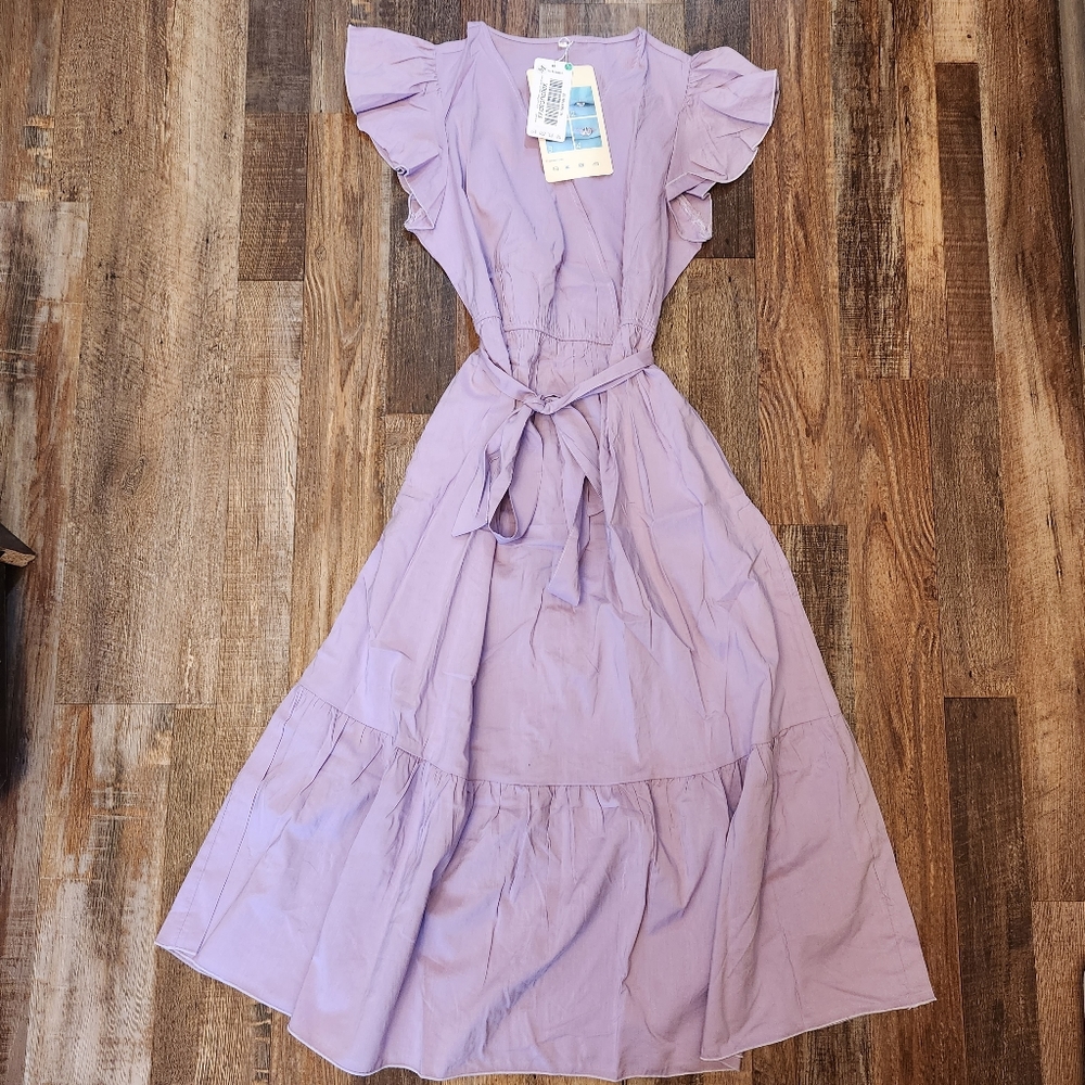 YESNO Casual Wrap V Neck Dress - Picture 3 of 6